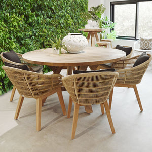 Grace Outdoor Recycled Teak Round Dining Table 130 cm