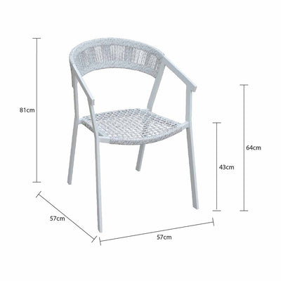 Charcoal and white Auto Dining Chair in rope and twist wicker material, perfect Outdoor Furniture and Outdoor Chairs.